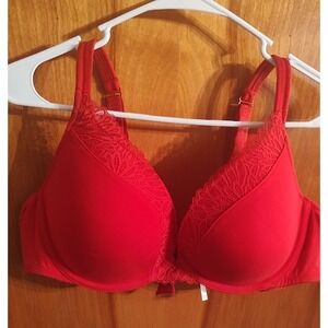 Cacique‎ Lace Trim Plunge Bra Full Coverage Adjustable Straps 44B